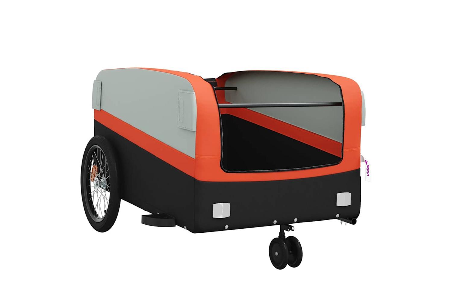 Vidaxl Bike Trailer Black And Orange 45 Kg Iron-5