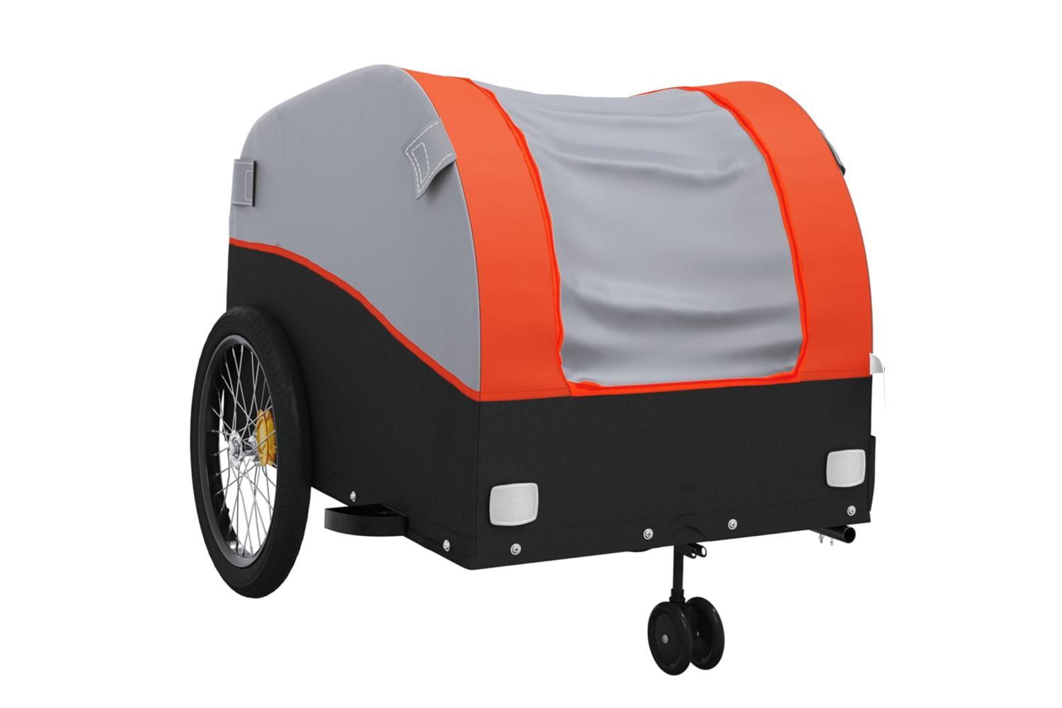 Vidaxl Bike Trailer Black And Orange 45 Kg Iron-4