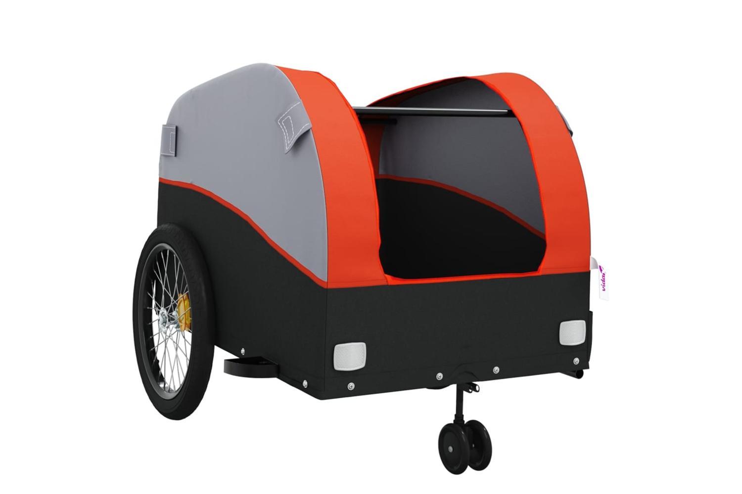 Vidaxl Bike Trailer Black And Orange 45 Kg Iron-5