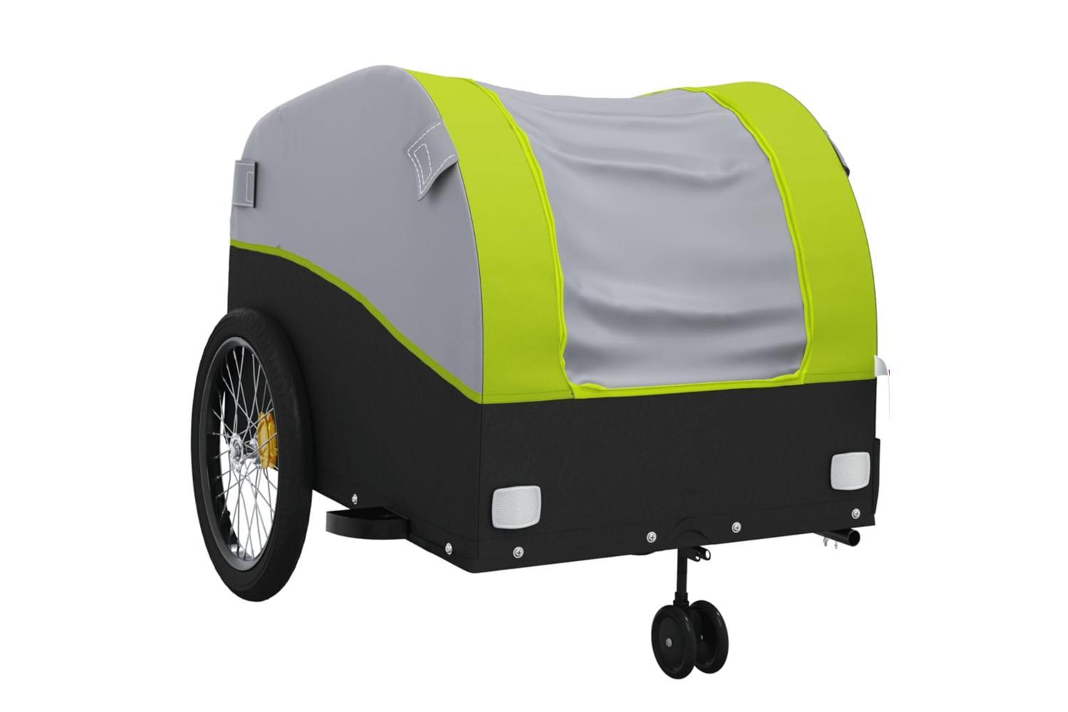 Vidaxl Bike Trailer Black And Green 45 Kg Iron-4