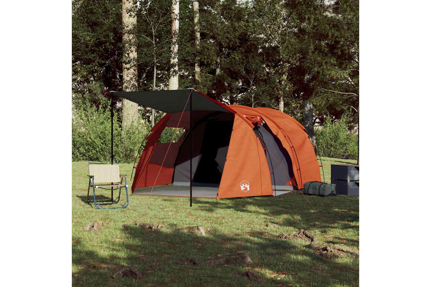 Vidaxl Camping Tent Tunnel 4-person Grey And Orange Waterproof-3