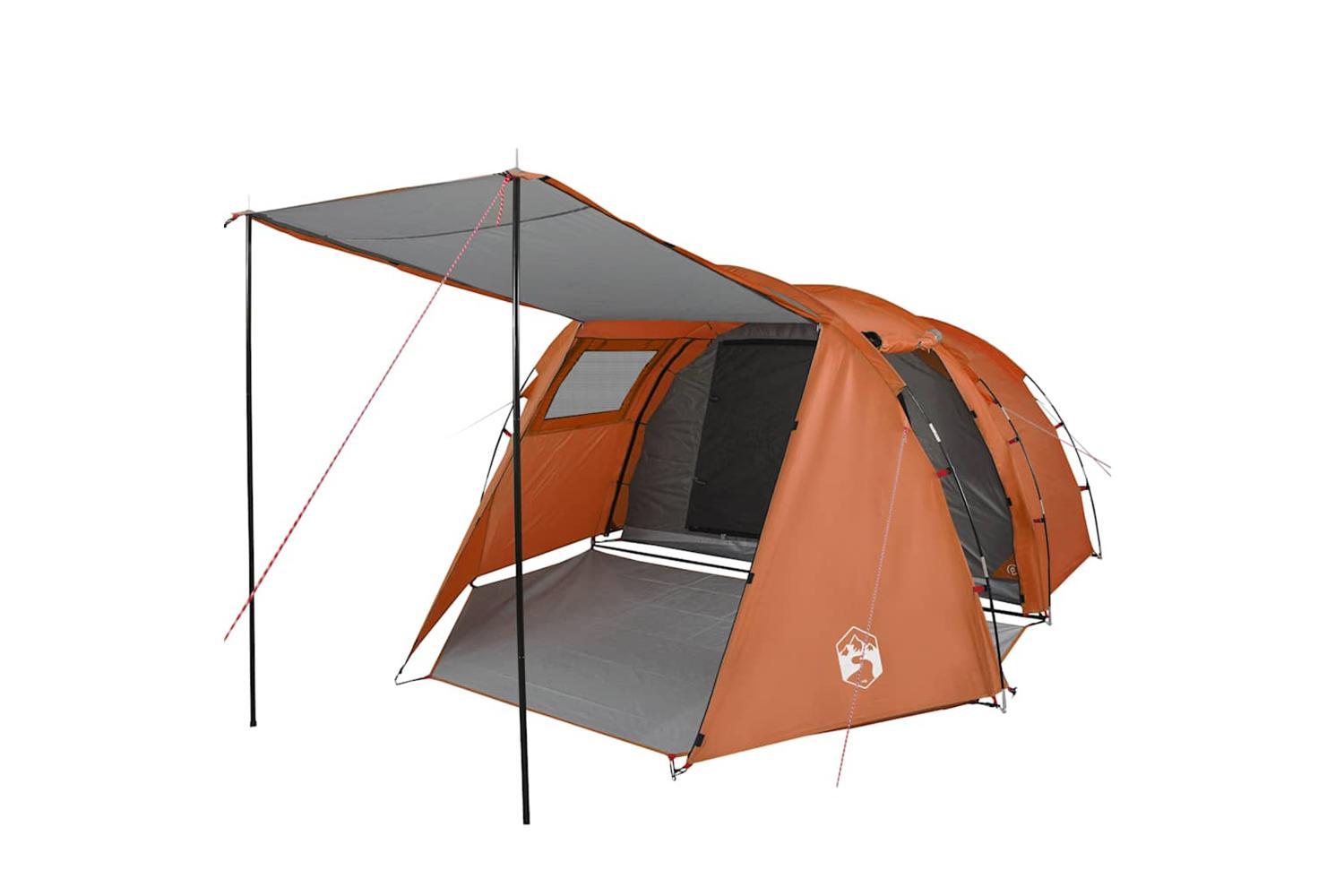 Vidaxl Camping Tent Tunnel 4-person Grey And Orange Waterproof-4