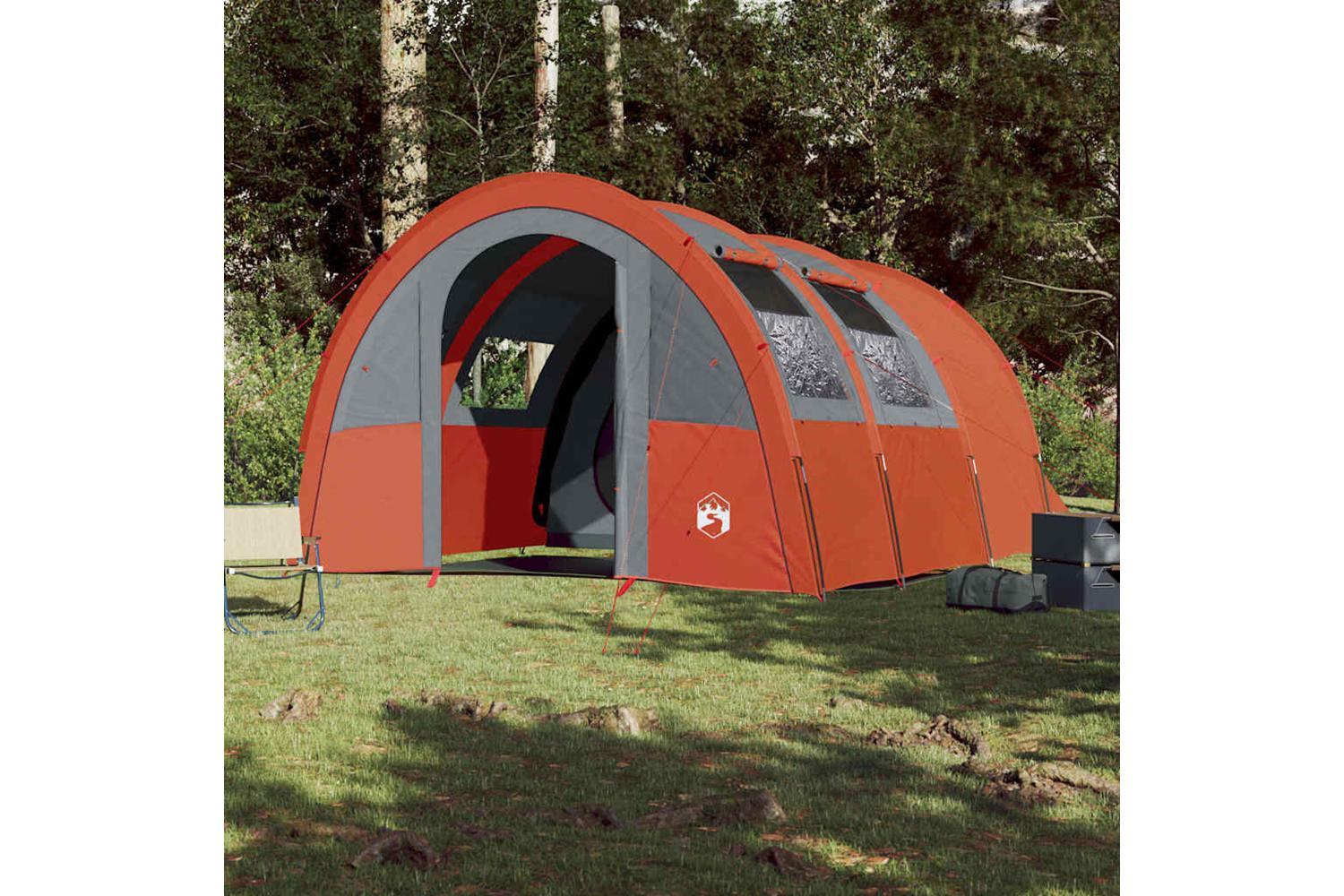 Vidaxl Camping Tent Tunnel 4-person Grey And Orange Waterproof-3