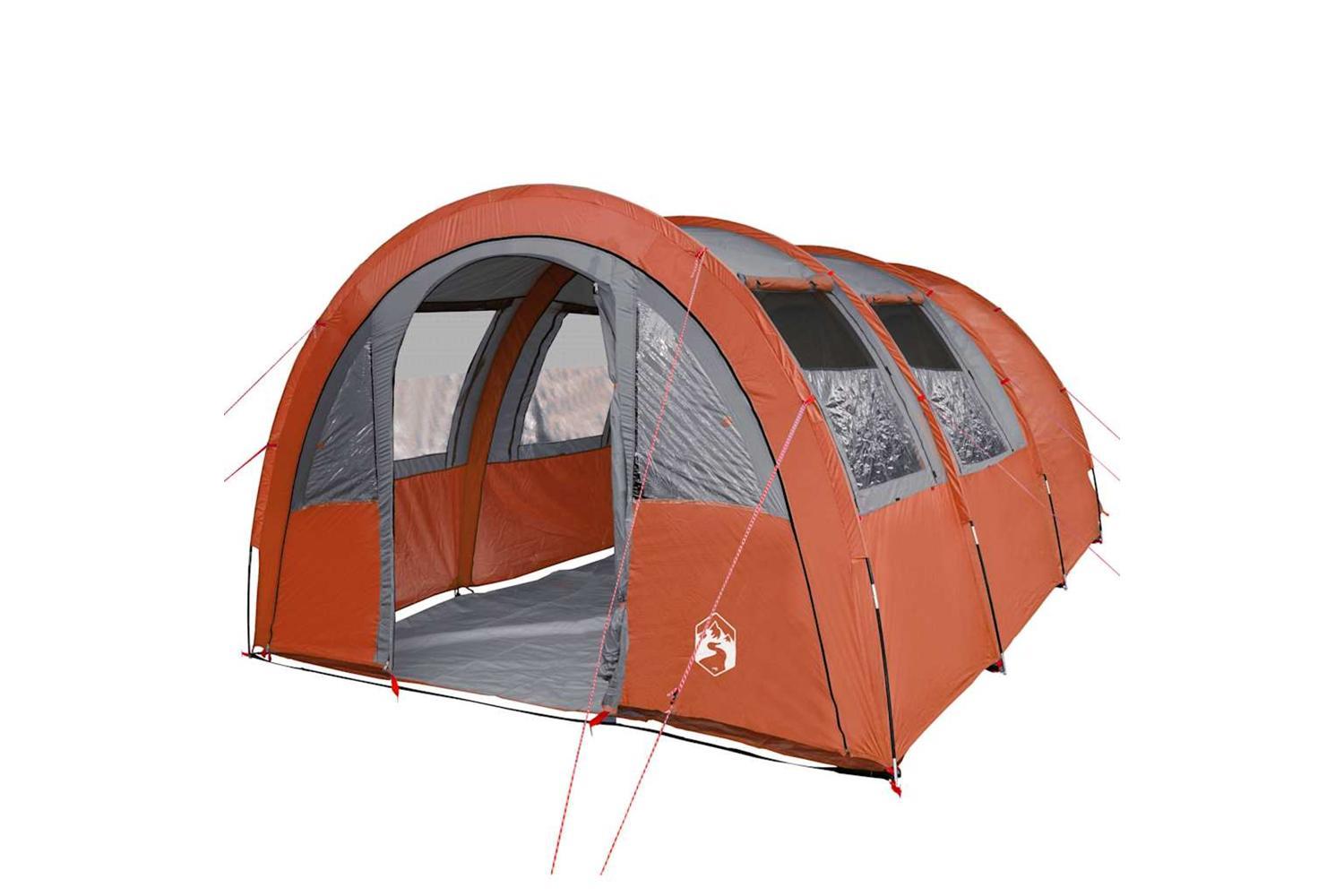 Vidaxl Camping Tent Tunnel 4-person Grey And Orange Waterproof-4