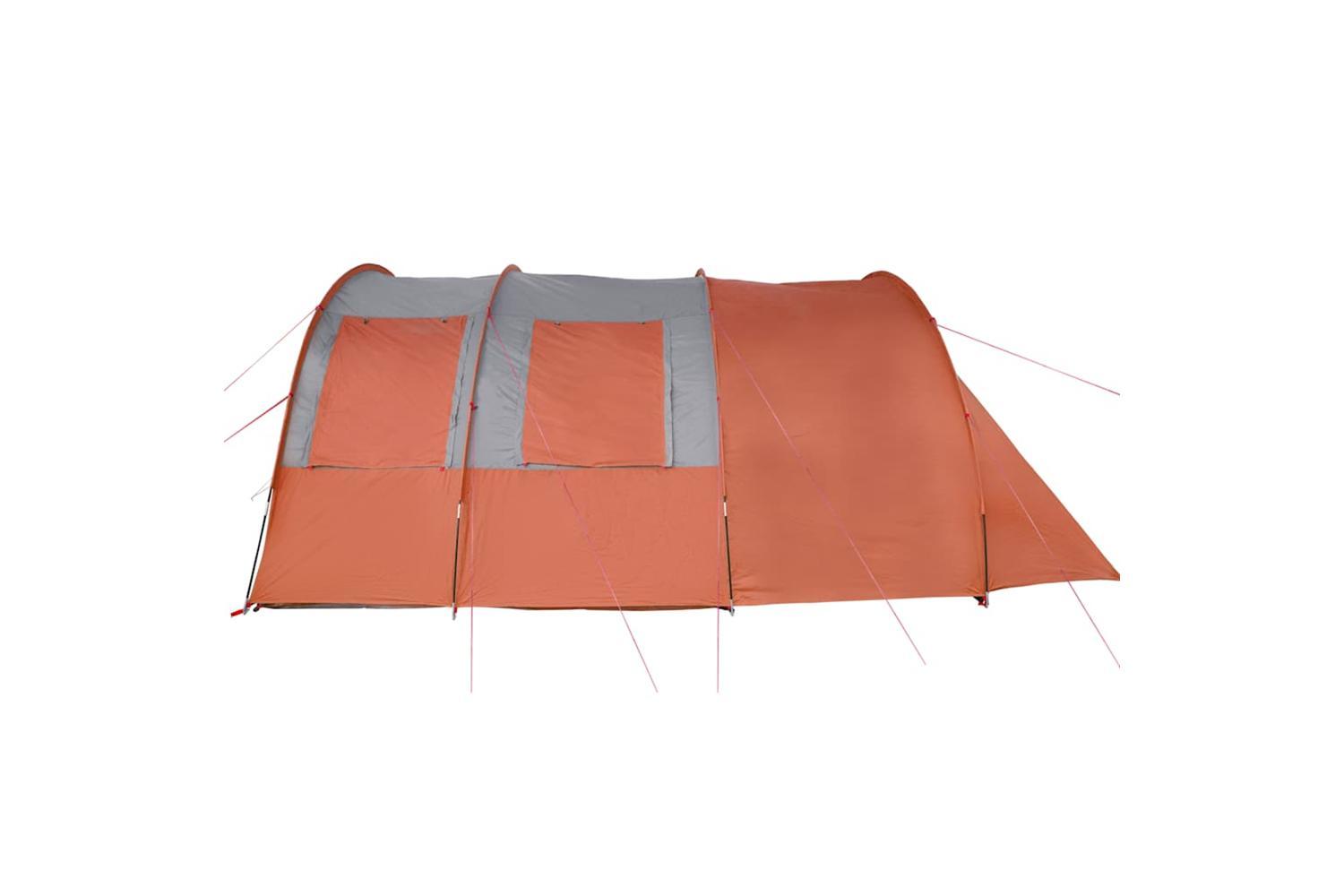 Vidaxl Camping Tent Tunnel 4-person Grey And Orange Waterproof-8