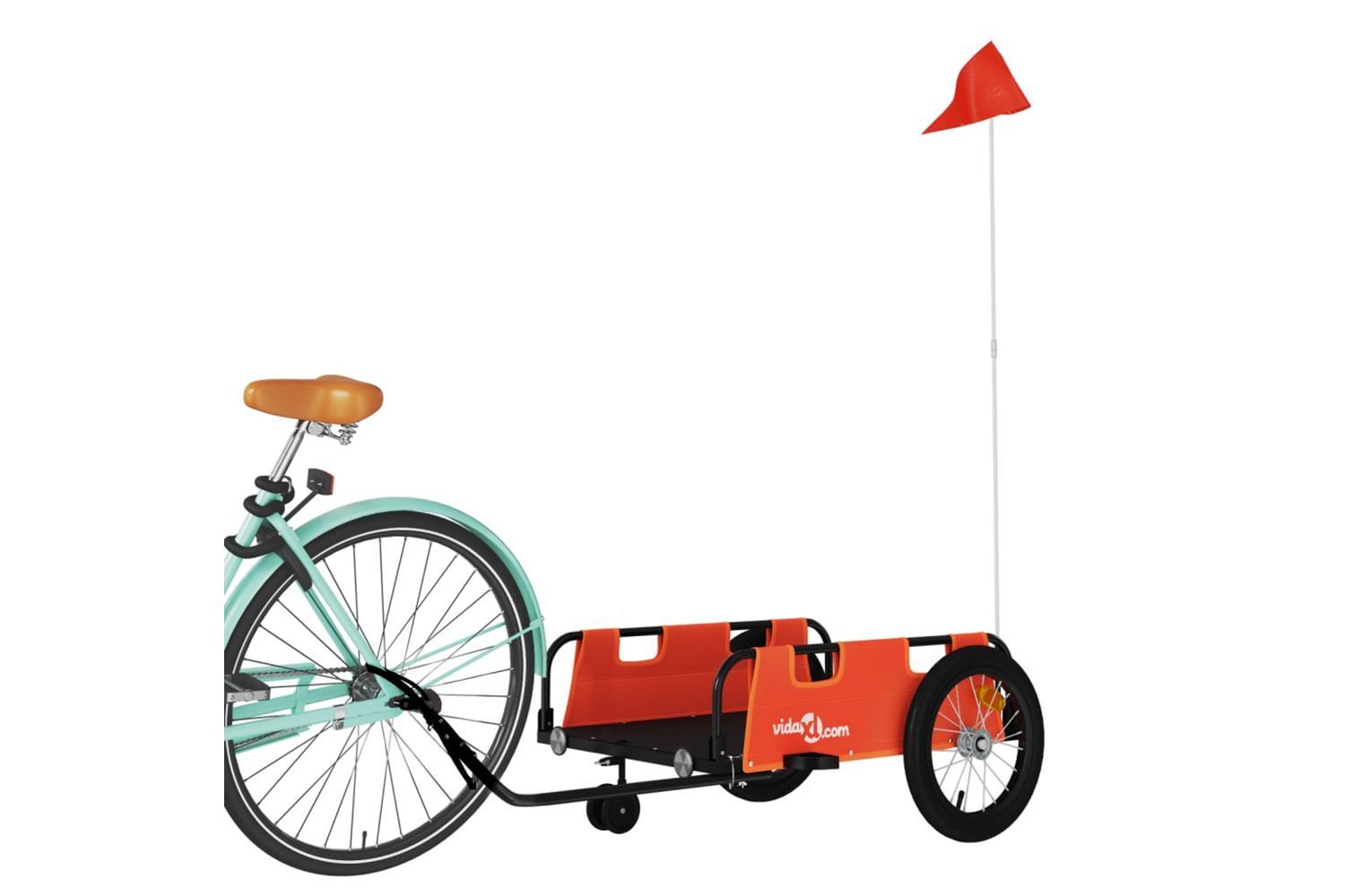 Vidaxl Bike Trailer Orange Oxford Fabric And Iron-3