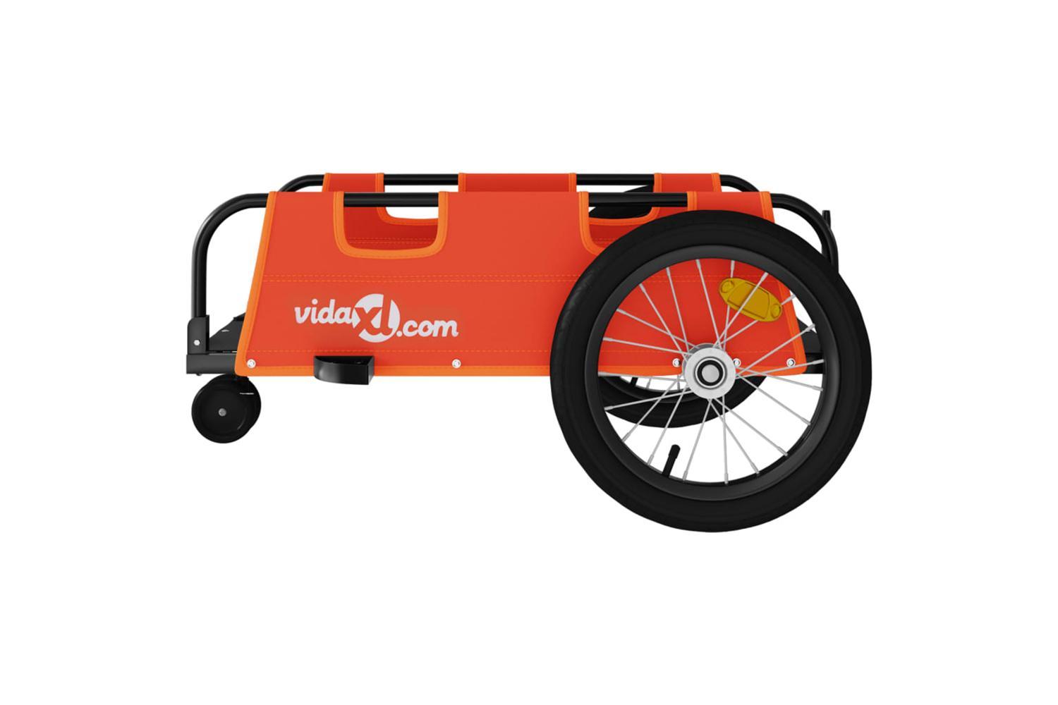 Vidaxl Bike Trailer Orange Oxford Fabric And Iron-6