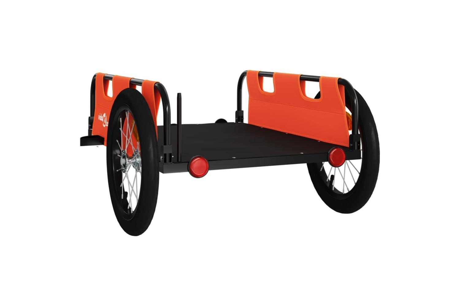 Vidaxl Bike Trailer Orange Oxford Fabric And Iron-7