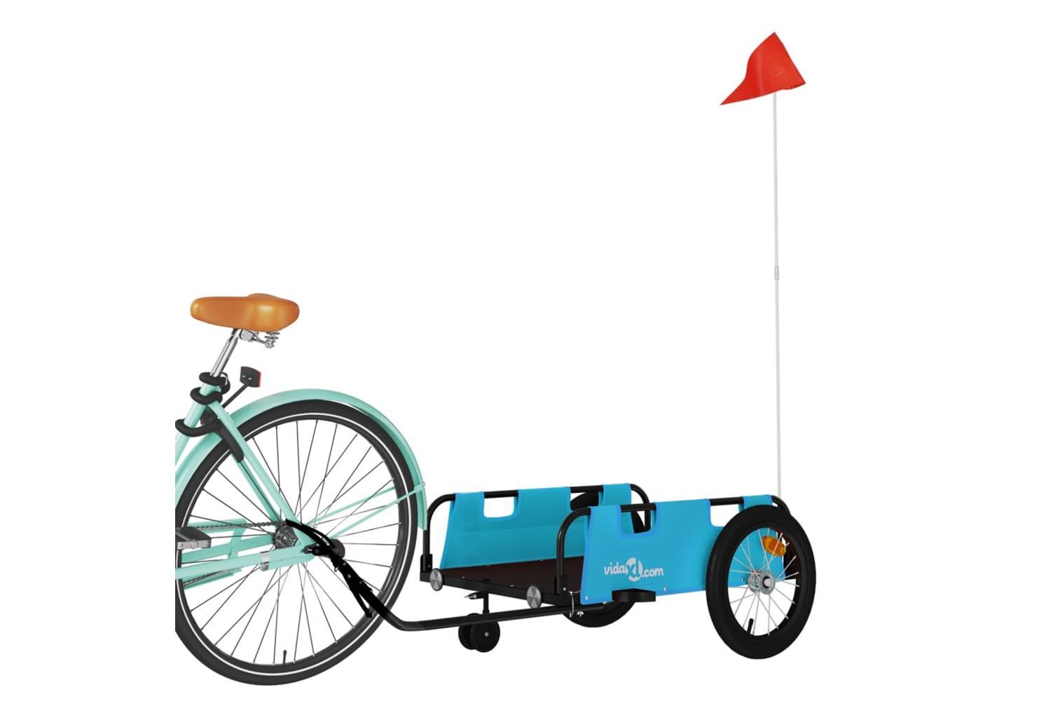 Vidaxl Bike Trailer Blue Oxford Fabric And Iron-3