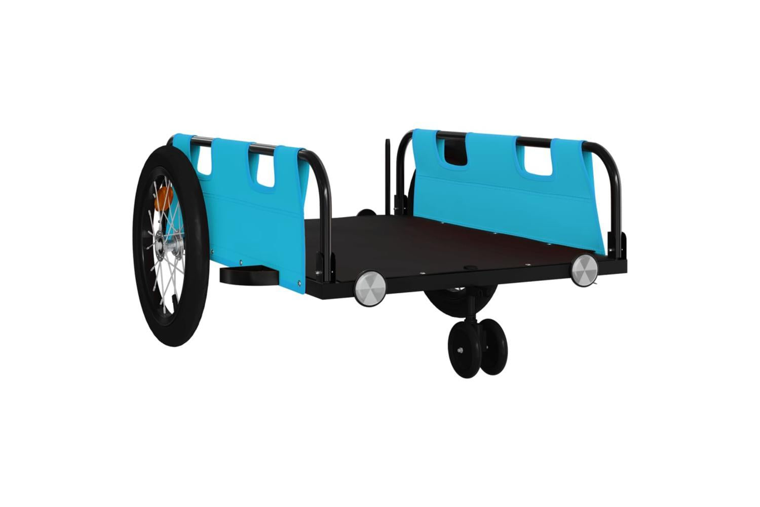 Vidaxl Bike Trailer Blue Oxford Fabric And Iron-4
