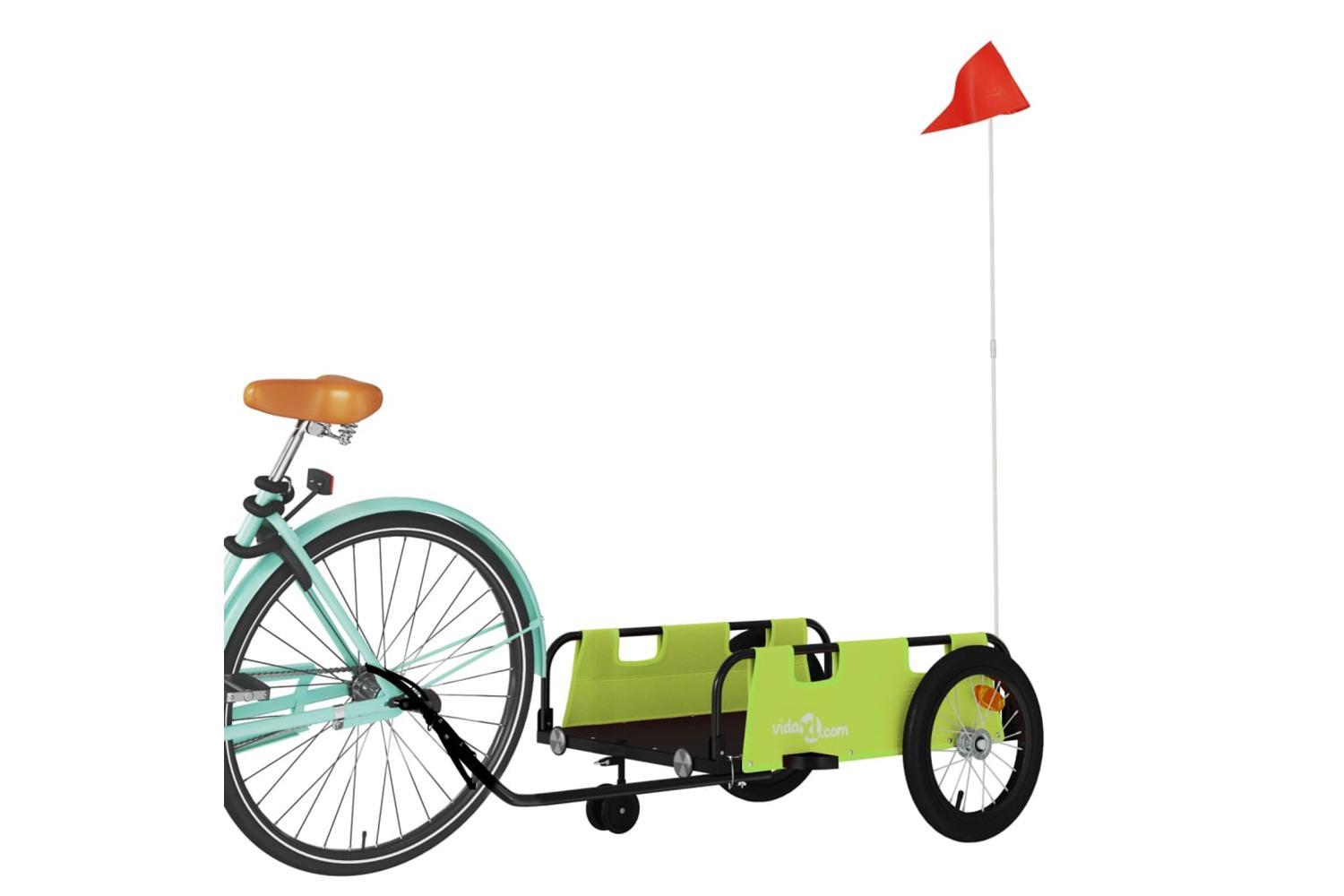 Vidaxl Bike Trailer Green Oxford Fabric And Iron-3