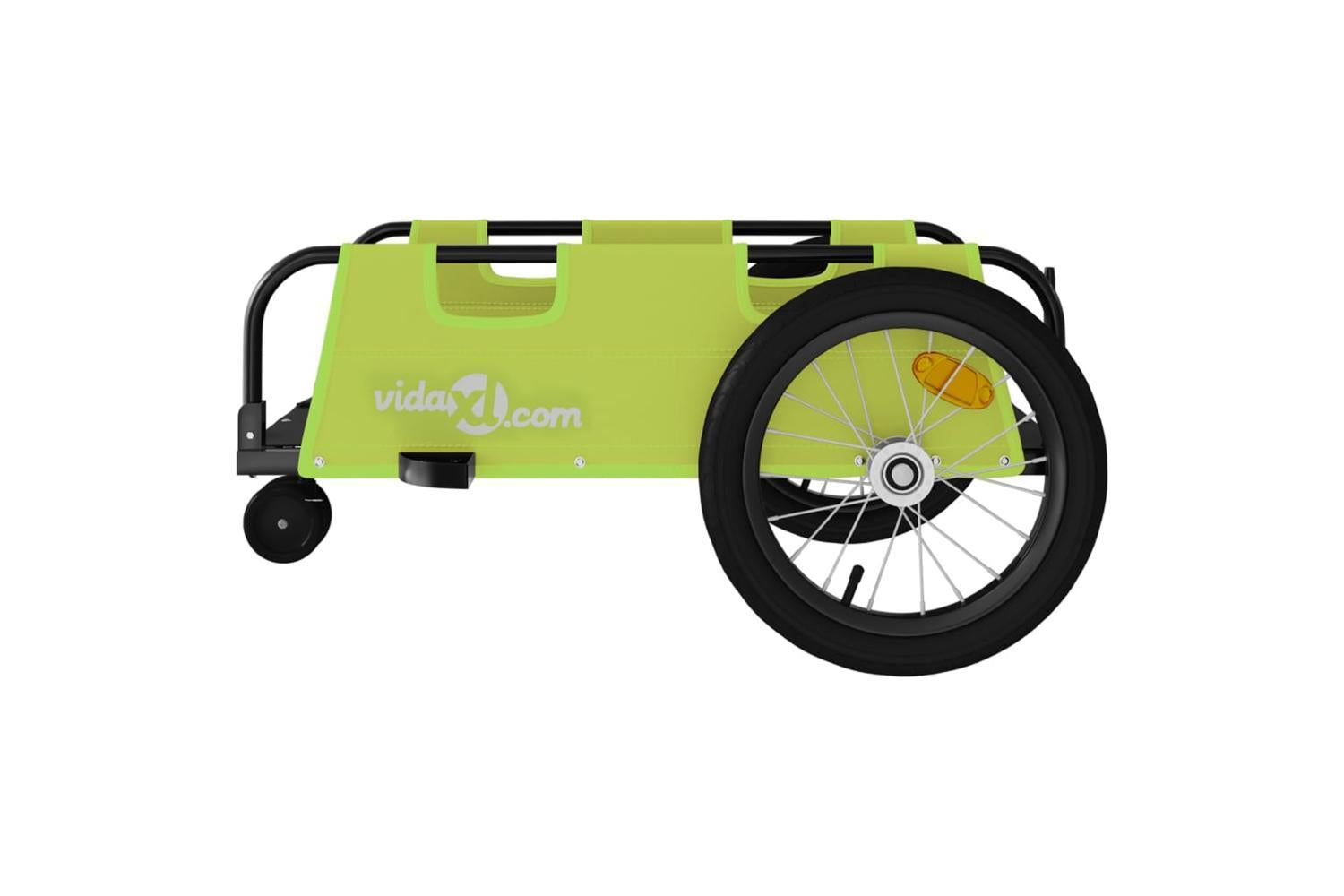 Vidaxl Bike Trailer Green Oxford Fabric And Iron-6