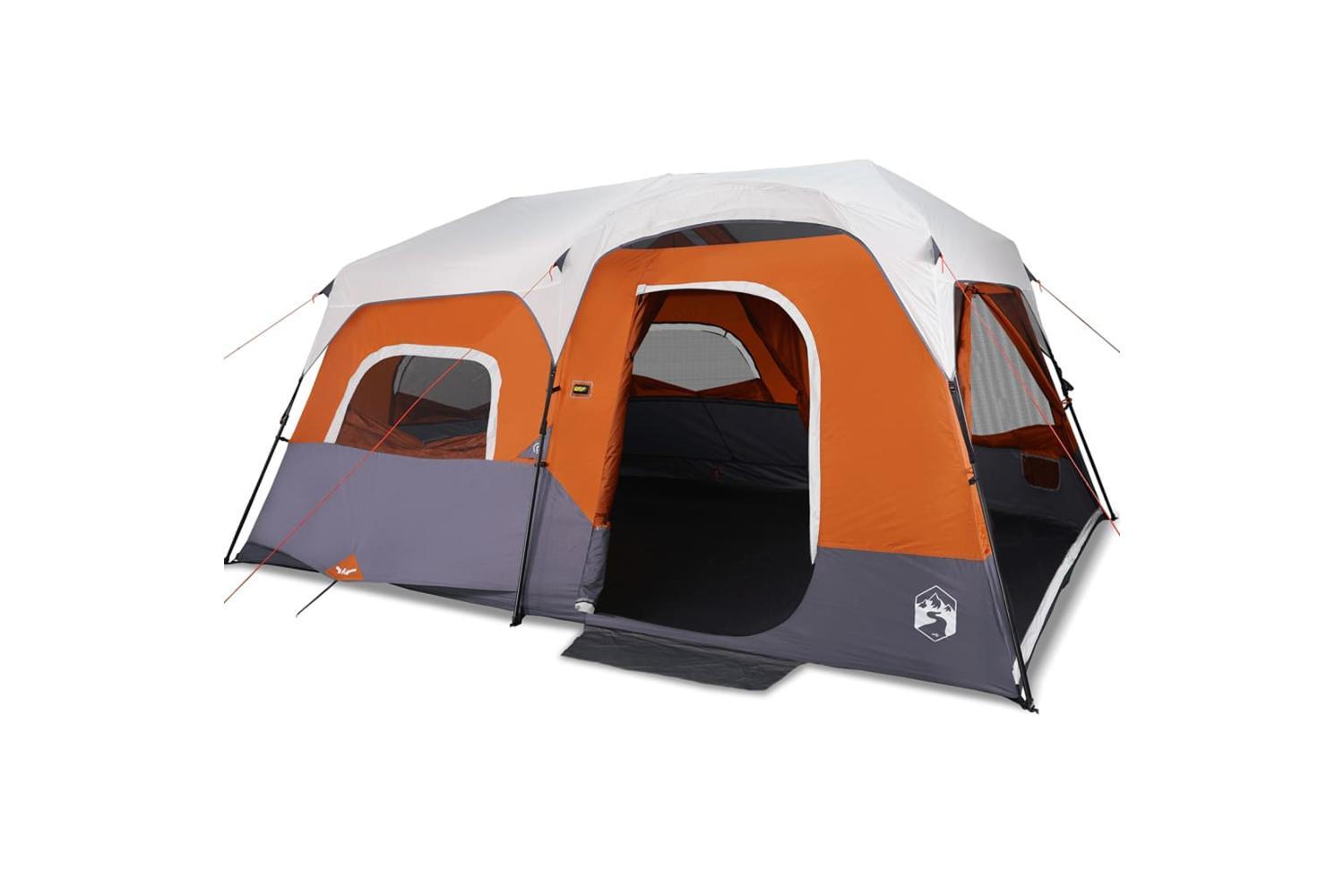 Vidaxl Family Tent With Led 9-person Light Grey And Orange Quick Release-2
