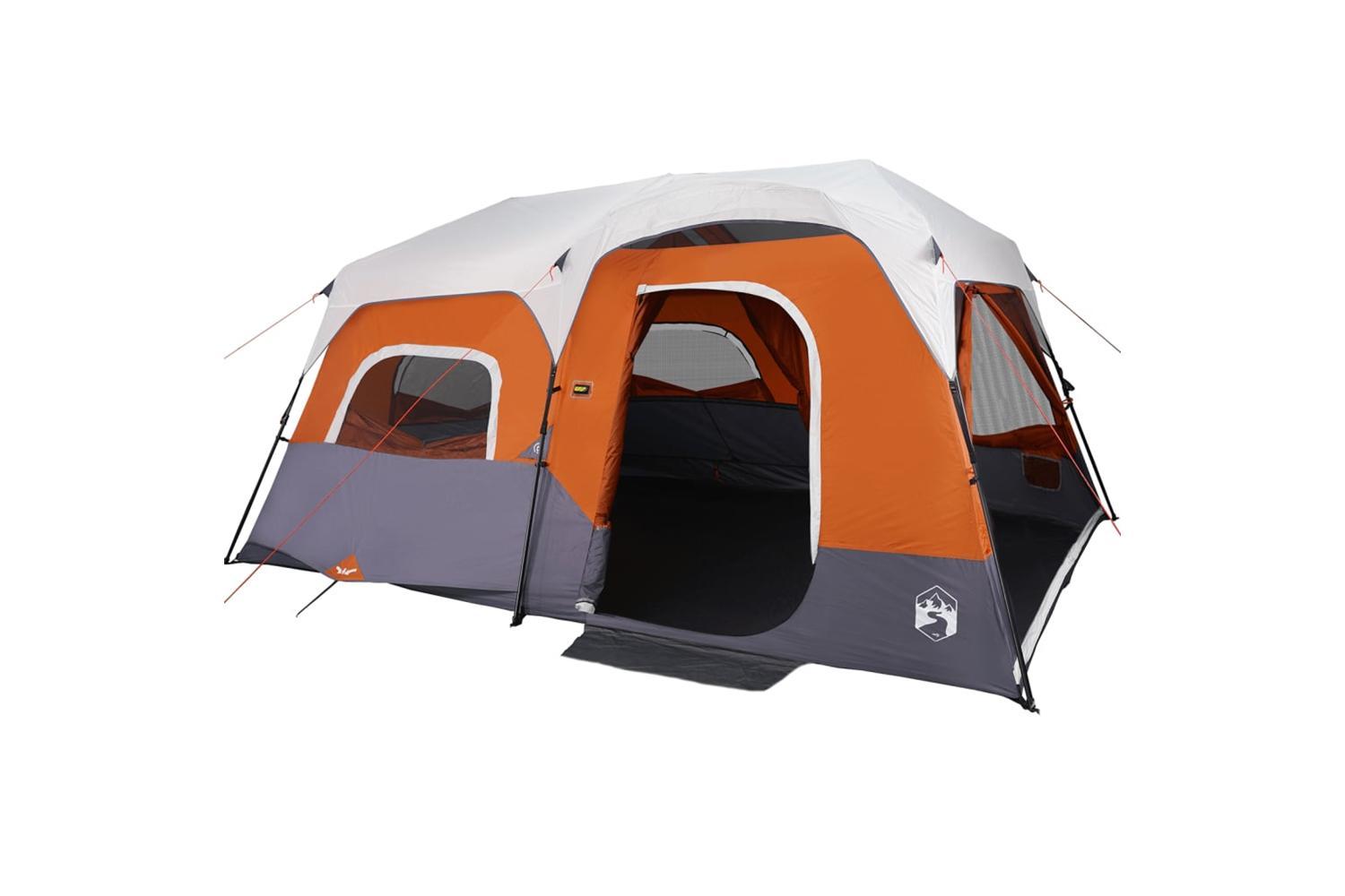 Vidaxl Family Tent With Led 9-person Light Grey And Orange Quick Release-4