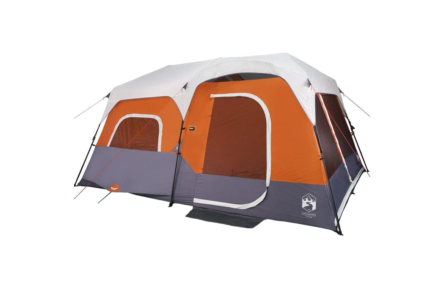 Vidaxl Family Tent With Led 9-person Light Grey And Orange Quick Release-6