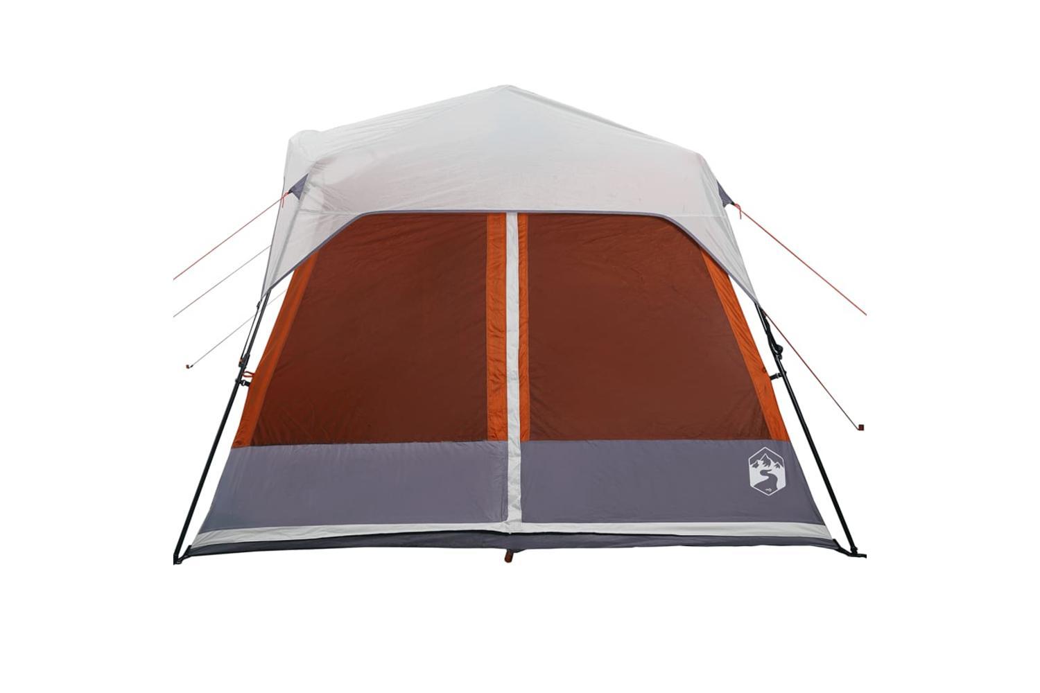 Vidaxl Family Tent With Led 9-person Light Grey And Orange Quick Release-8