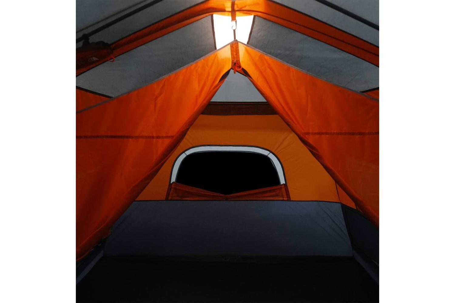 Vidaxl Family Tent With Led 9-person Light Grey And Orange Quick Release-10
