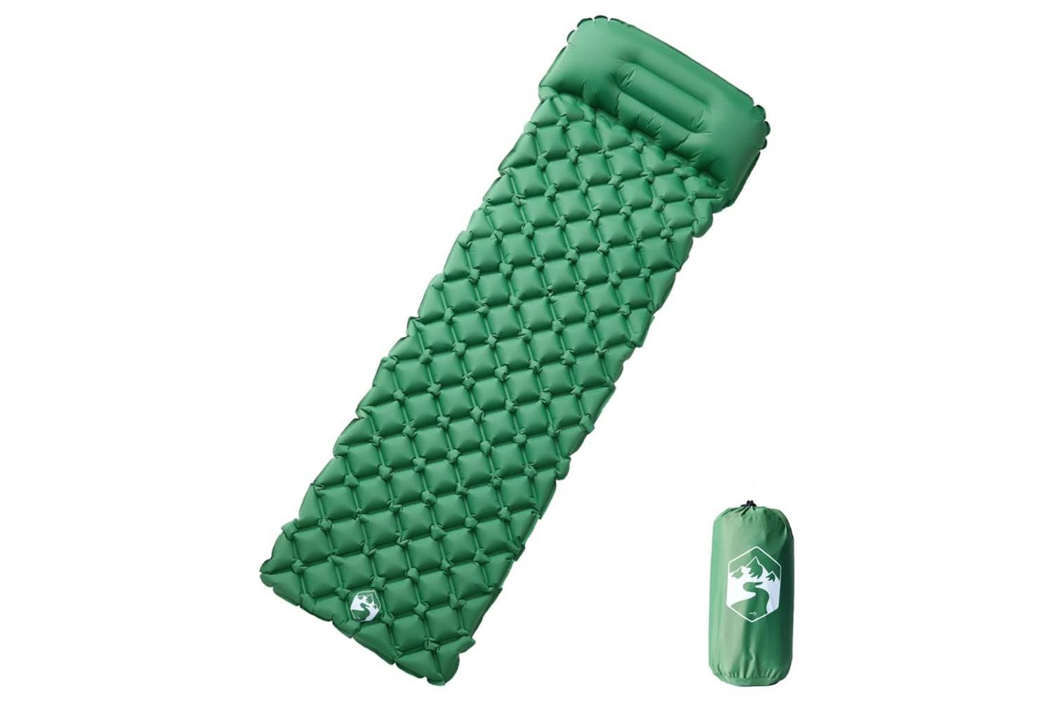 Vidaxl Inflating Camping Mattress With Pillow 1-person Green