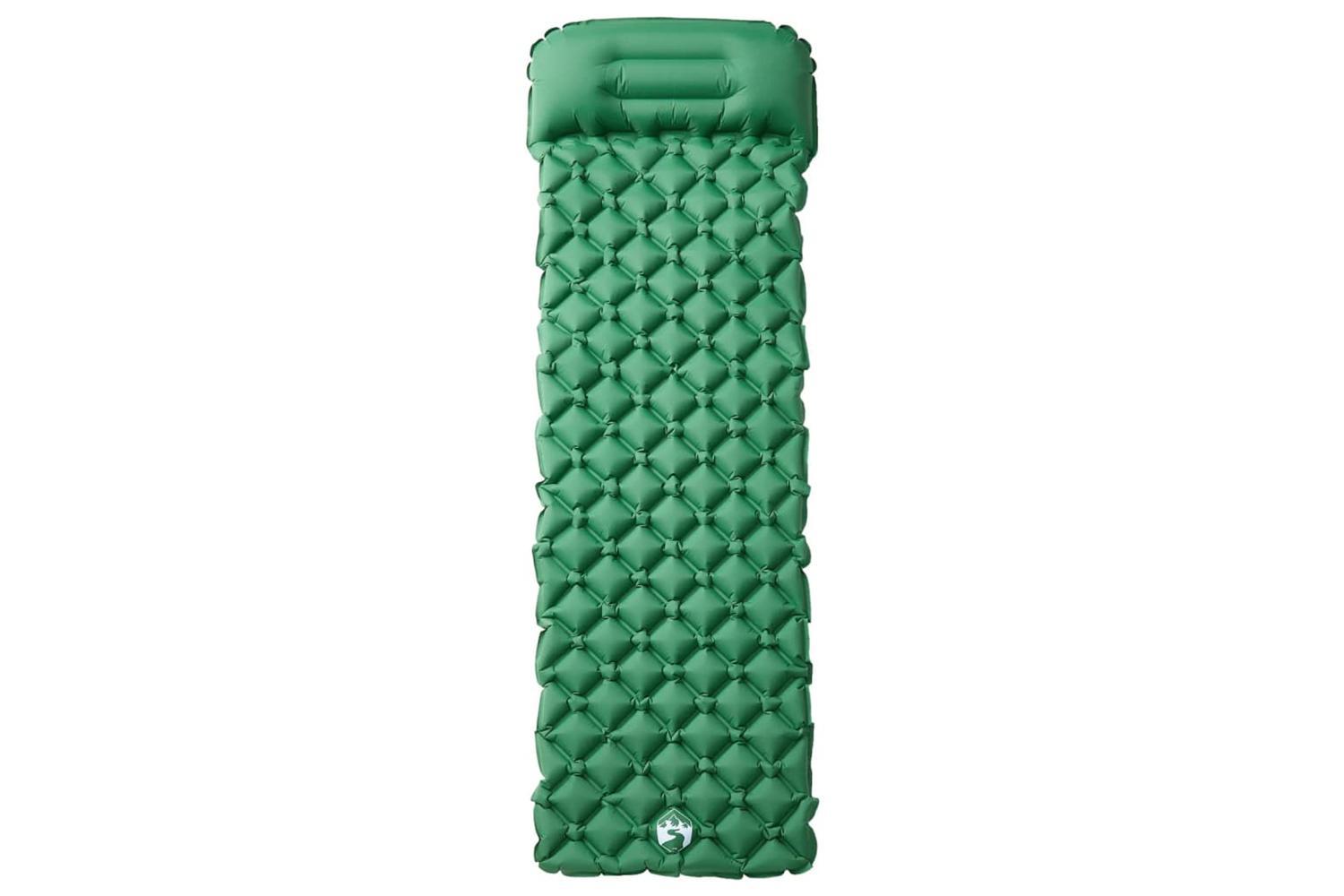 Vidaxl Inflating Camping Mattress With Pillow 1-person Green-2