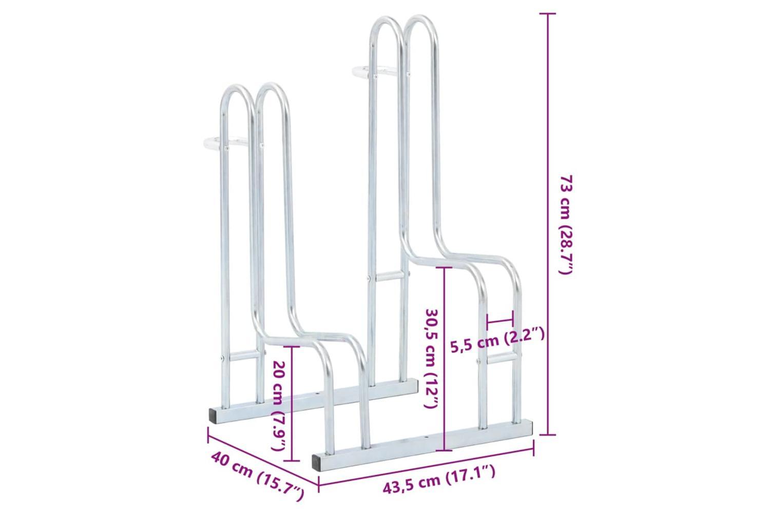 Vidaxl Bicycle Stand For 2 Bikes Floor Freestanding Galvanised Steel-8