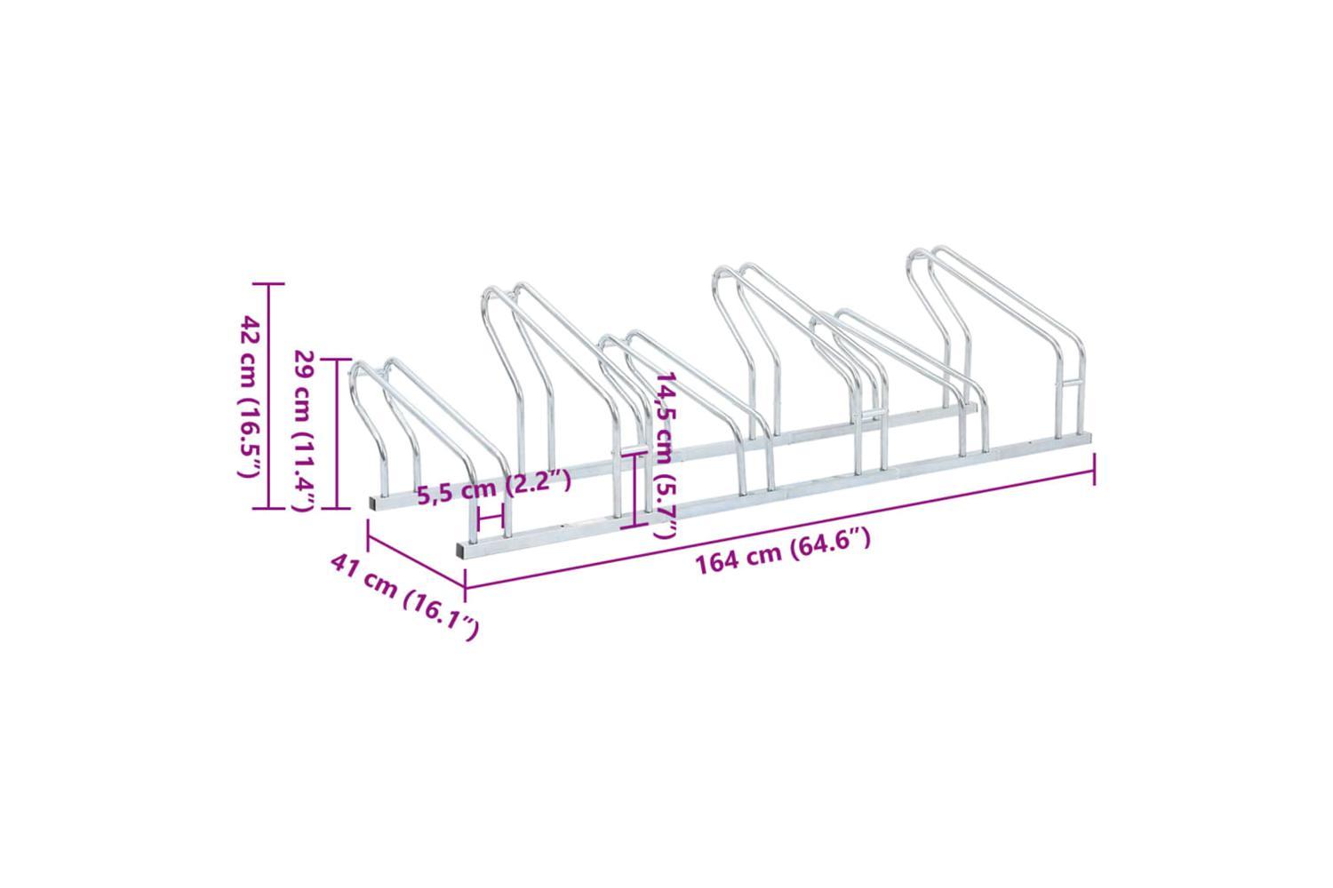 Vidaxl Bicycle Stand For 6 Bikes Floor Freestanding Galvanised Steel-7