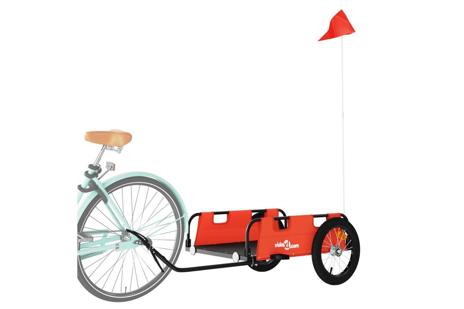 Vidaxl Bike Trailer Orange Oxford Fabric And Iron-3