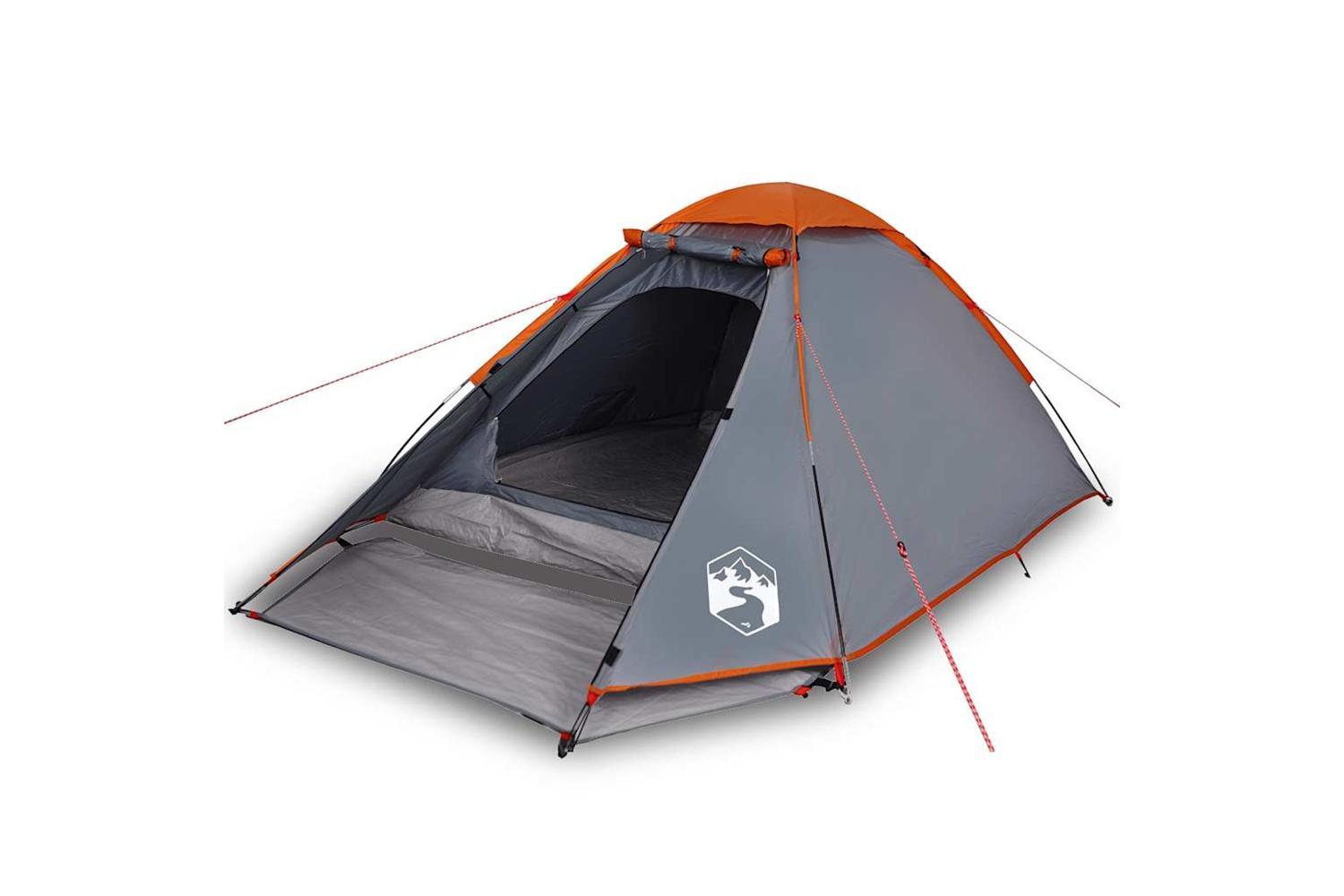 Vidaxl Camping Tent Dome 4-person Grey And Orange Waterproof-2