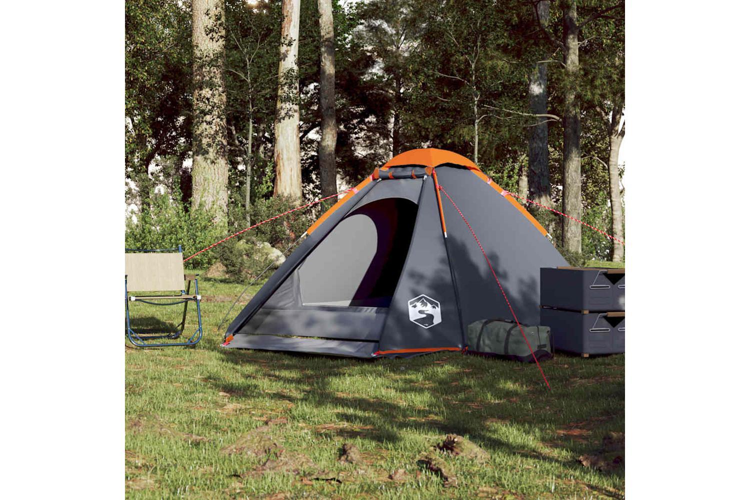 Vidaxl Camping Tent Dome 4-person Grey And Orange Waterproof-3