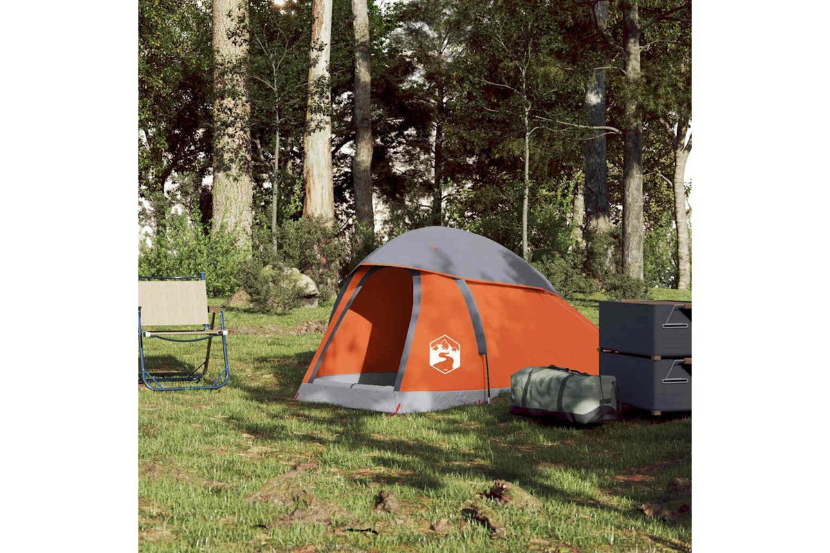 Vidaxl Camping Tent Dome 1-person Grey And Orange Waterproof-3