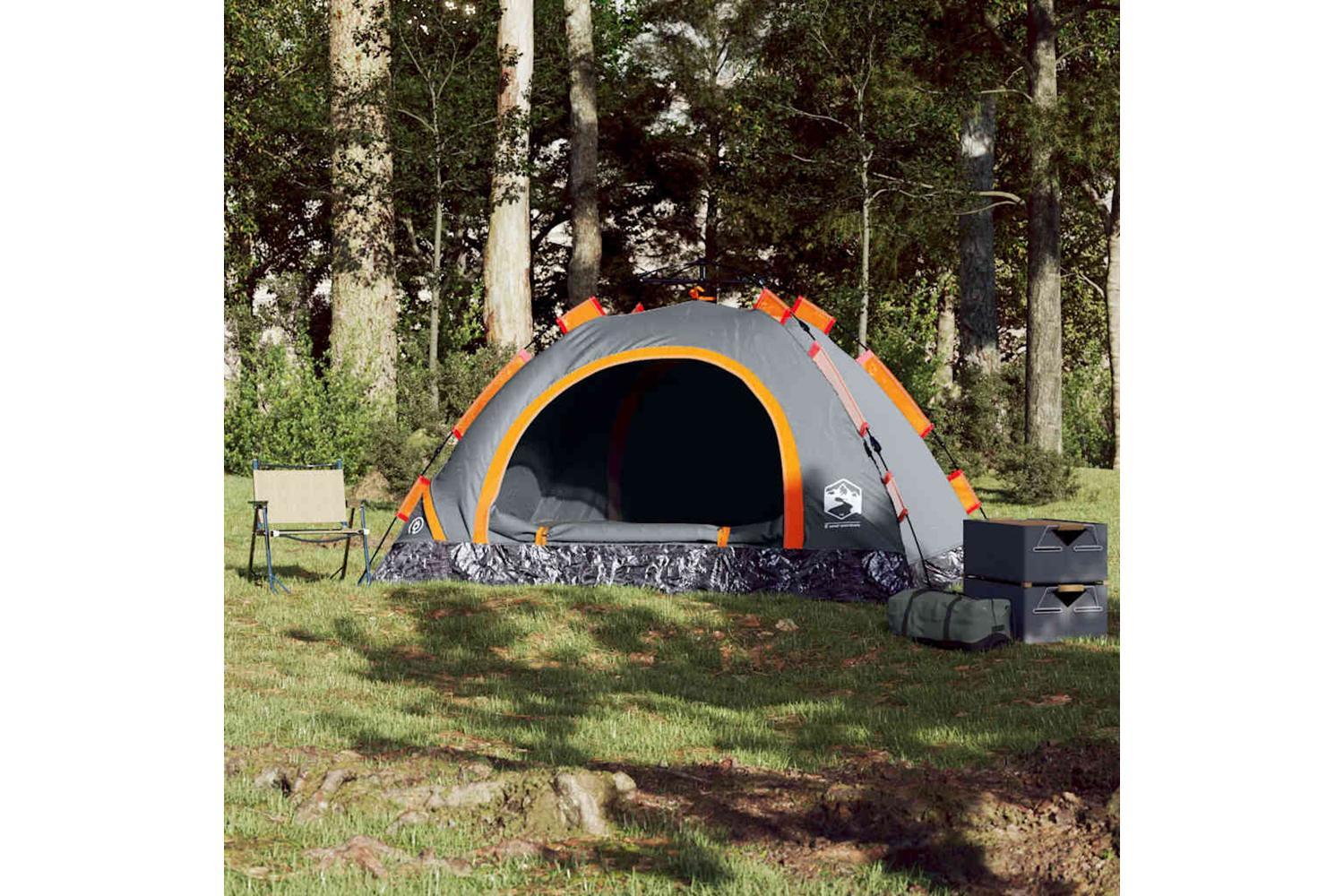 Vidaxl Camping Tent 3-person Grey And Orange Quick Release-3