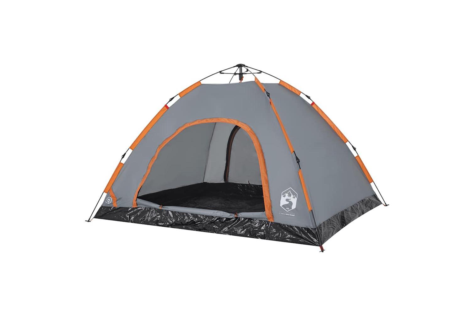 Vidaxl Camping Tent 4-person Grey And Orange Quick Release-4