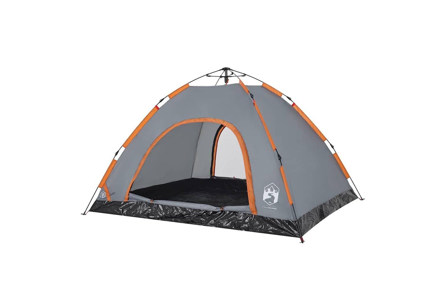 Vidaxl Camping Tent 4-person Grey And Orange Quick Release-5