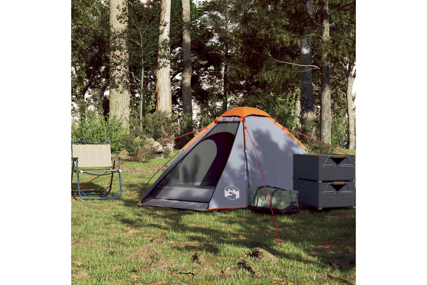 Vidaxl Camping Tent Dome 2-person Grey And Orange Waterproof-4