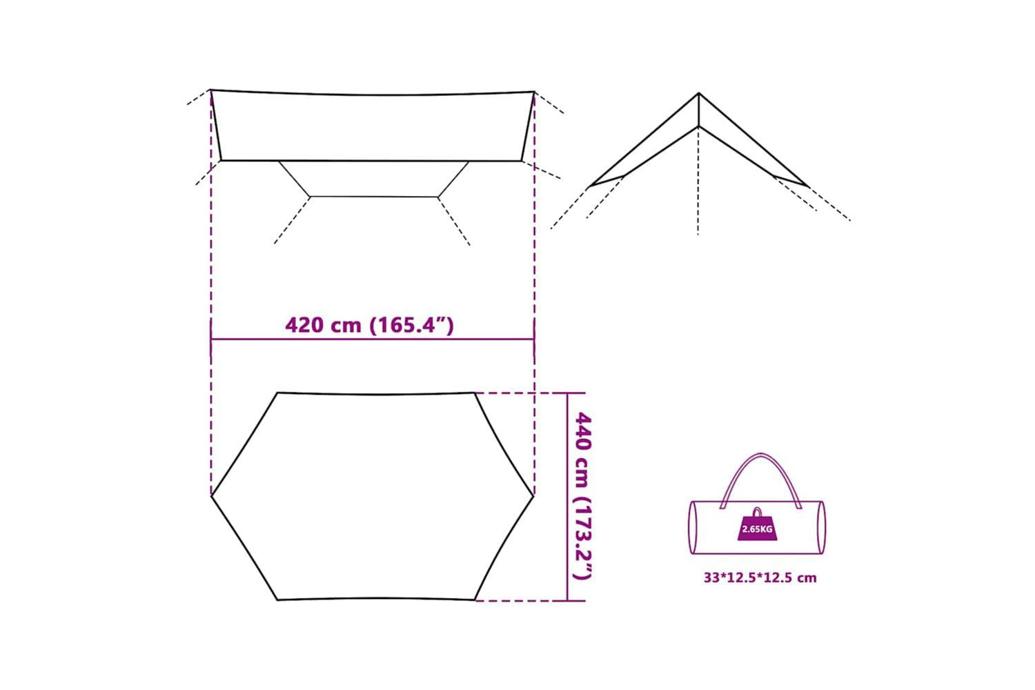 Vidaxl Camping Tarp Green 420x440 Cm Waterproof-9