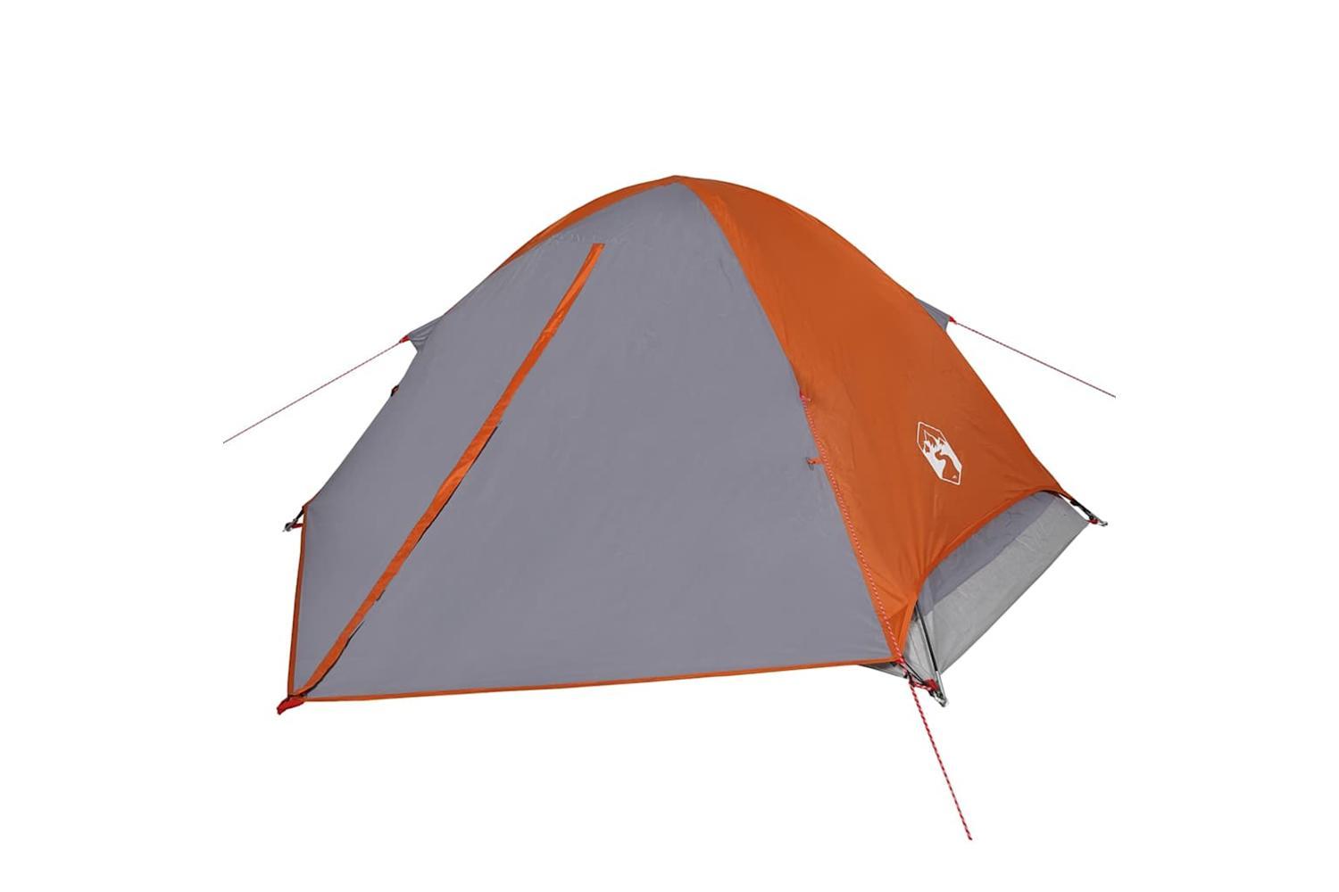 Vidaxl Camping Tent Dome 4-person Grey And Orange Waterproof-2