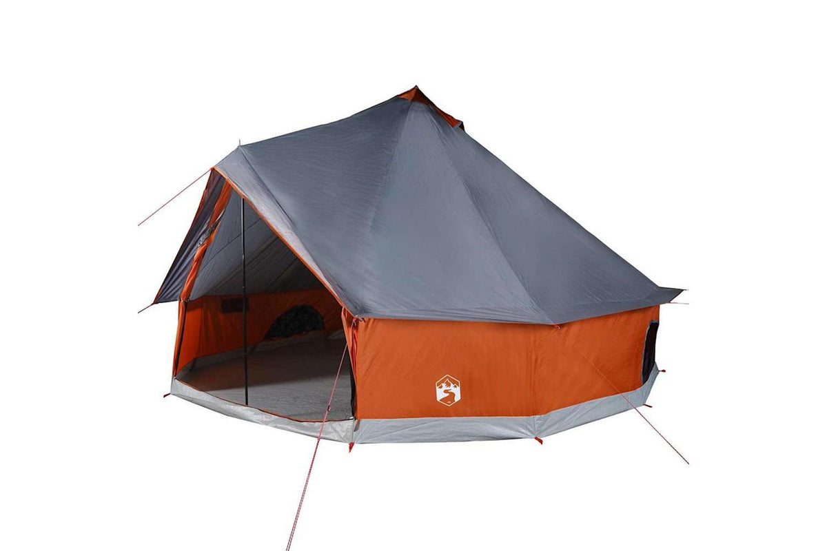 Vidaxl Family Tent Tipi 12-person Grey And Orange Waterproof