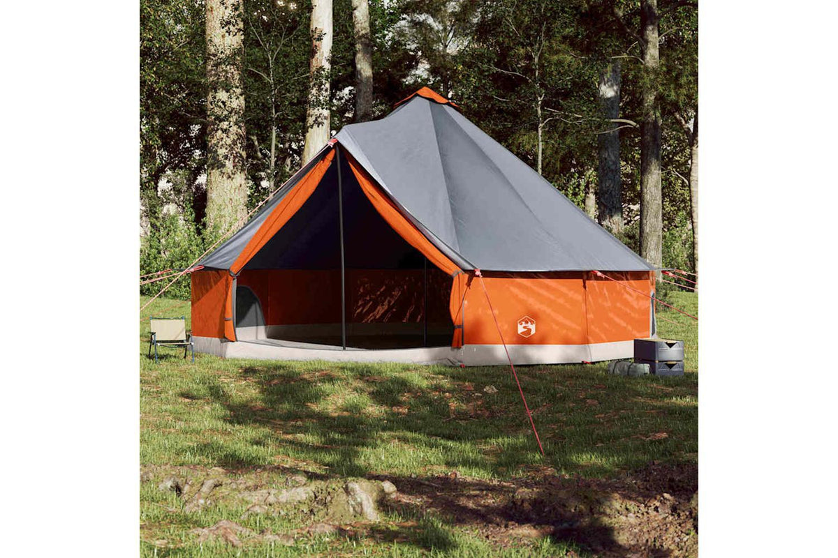 Vidaxl Family Tent Tipi 12-person Grey And Orange Waterproof-3