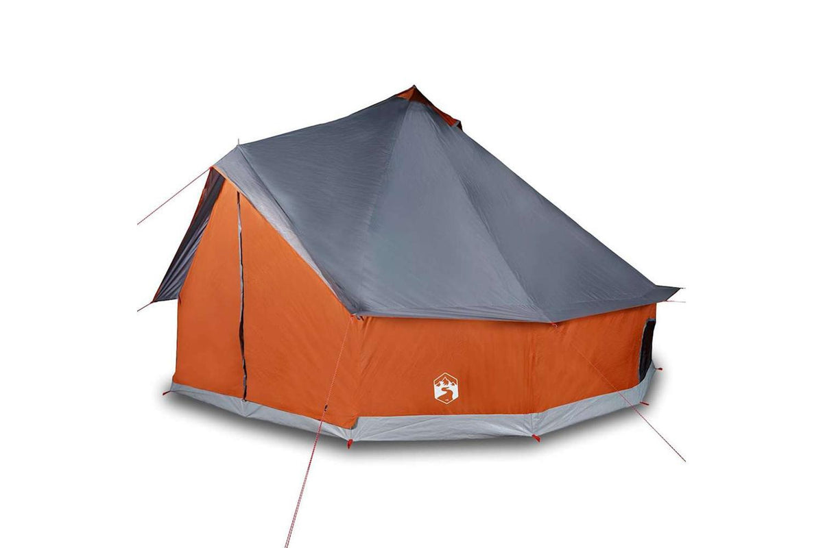 Vidaxl Family Tent Tipi 12-person Grey And Orange Waterproof-4