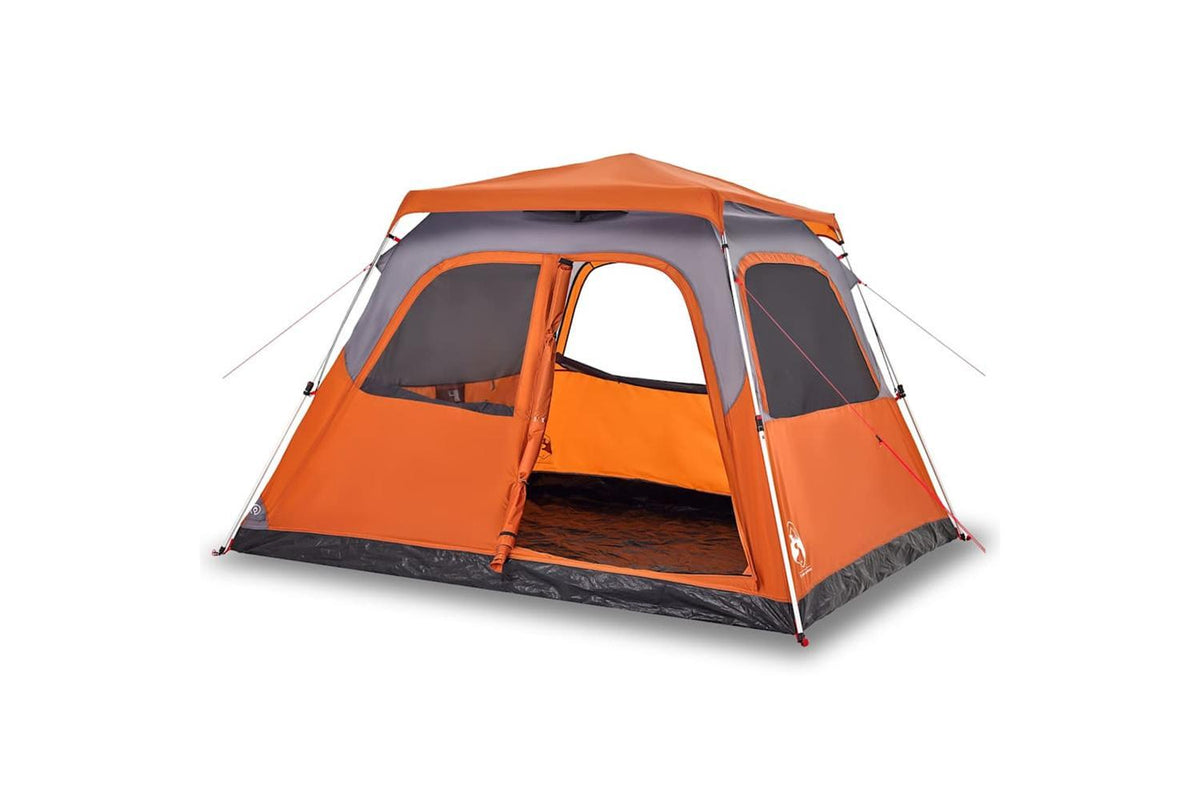 Vidaxl Family Tent Dome 6-person Grey And Orange Quick Release