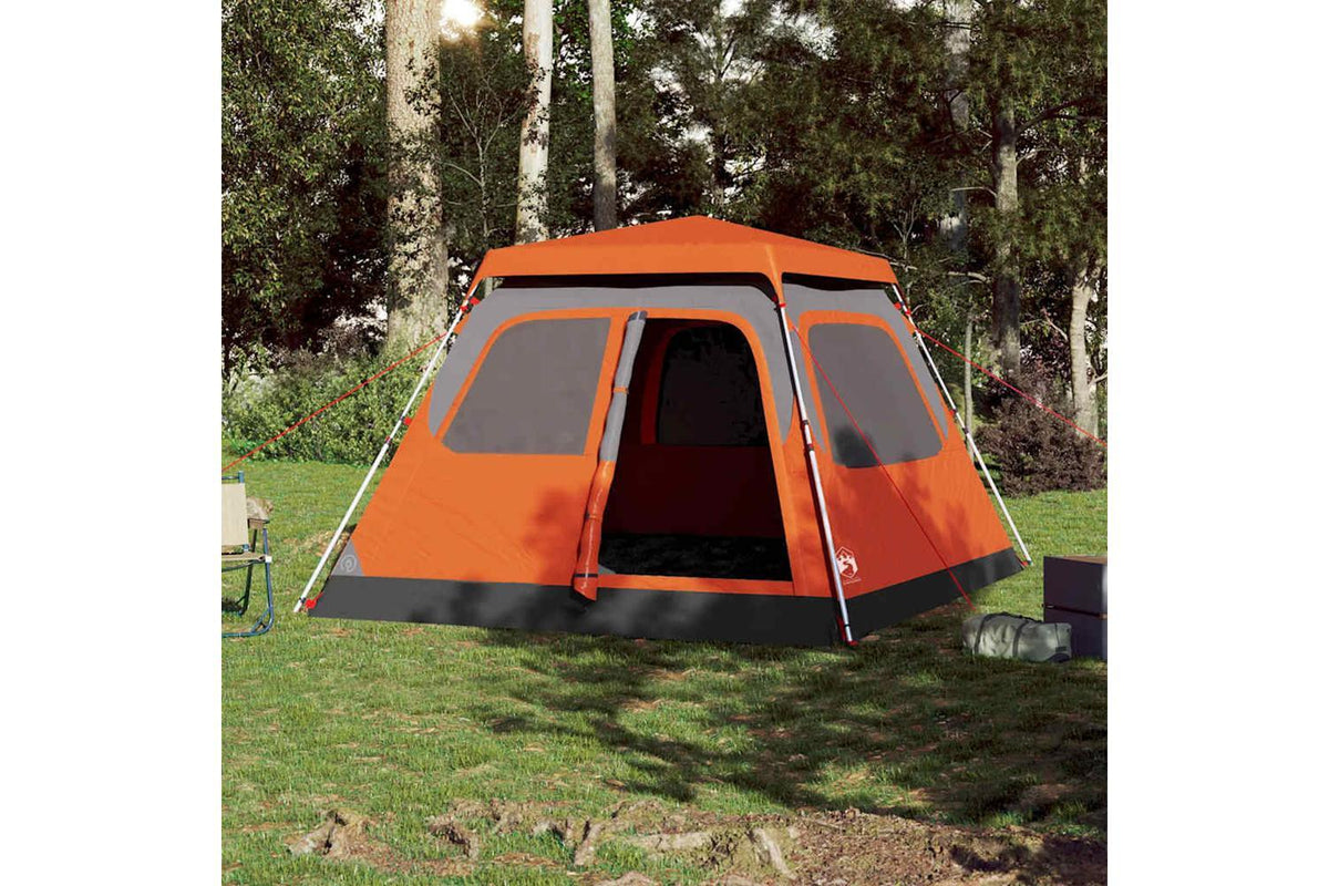 Vidaxl Family Tent Dome 6-person Grey And Orange Quick Release-3
