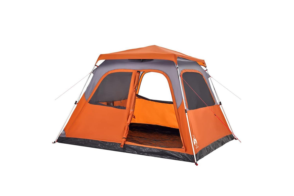 Vidaxl Family Tent Dome 6-person Grey And Orange Quick Release-4