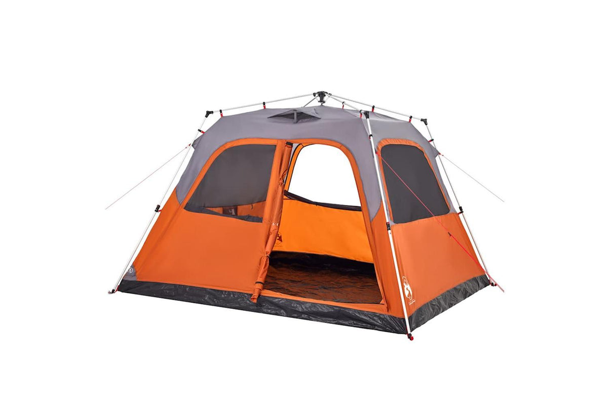 Vidaxl Family Tent Dome 6-person Grey And Orange Quick Release-5
