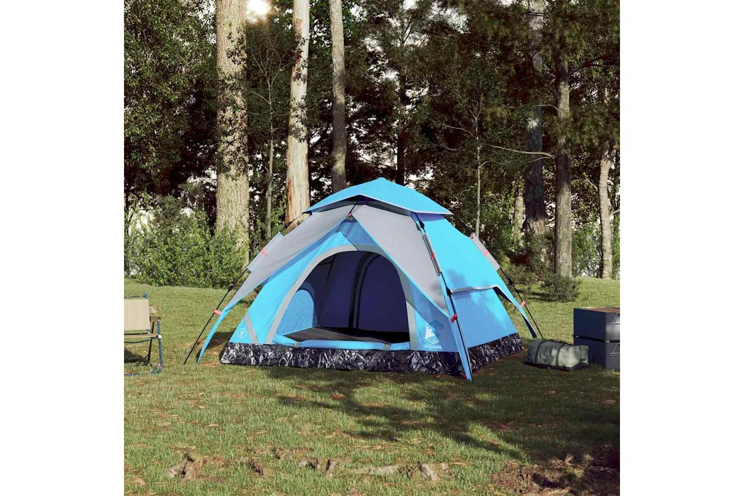 Vidaxl Camping Tent Dome 3-person Blue Quick Release-3