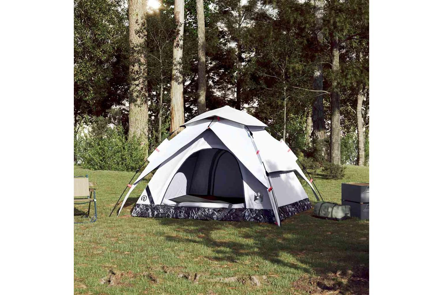 Vidaxl Camping Tent Dome 4-person White Blackout Fabric Quick Release-3