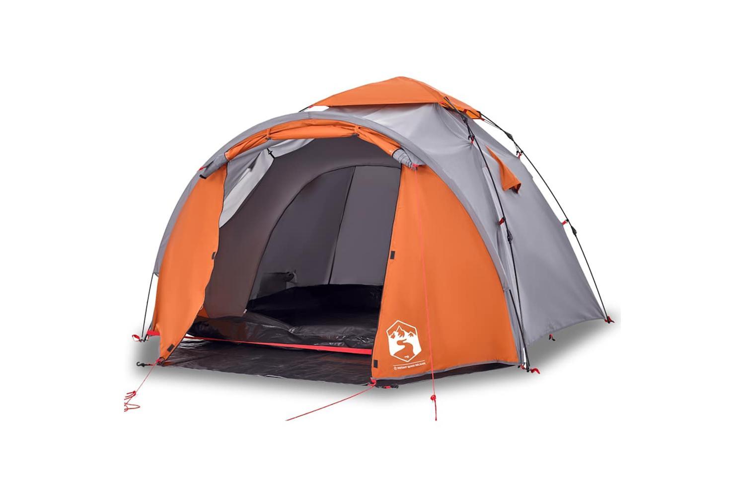 Vidaxl Camping Tent Dome 3-person Grey And Orange Quick Release-2