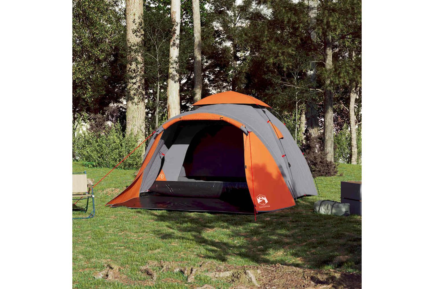 Vidaxl Camping Tent Dome 3-person Grey And Orange Quick Release-3