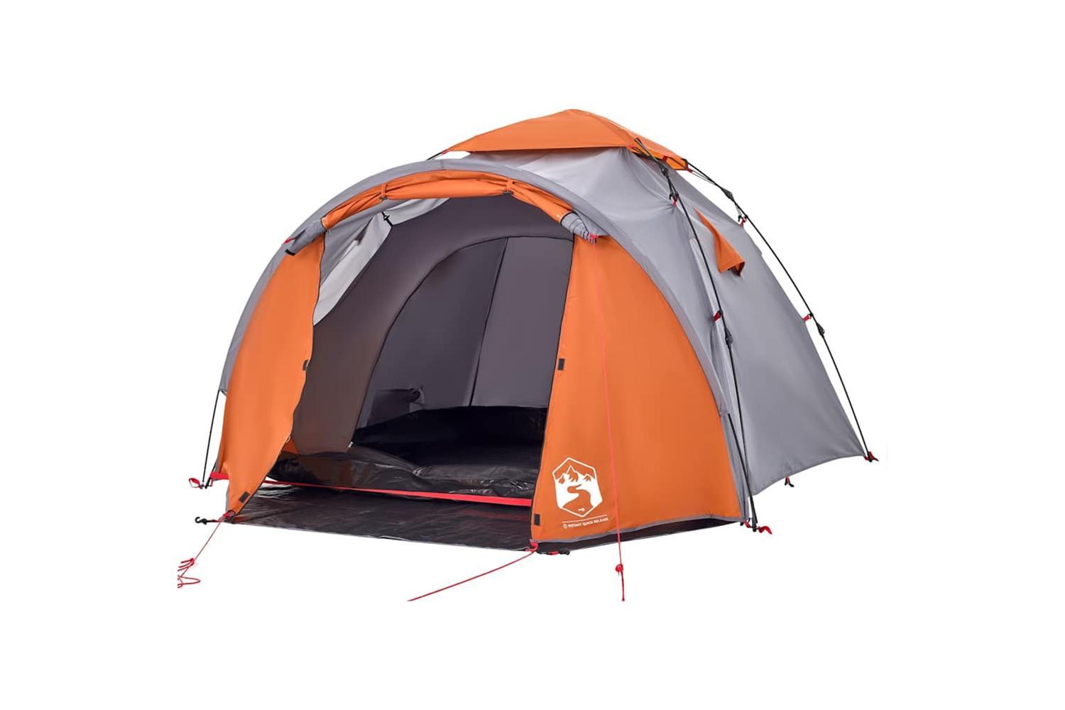 Vidaxl Camping Tent Dome 3-person Grey And Orange Quick Release-4