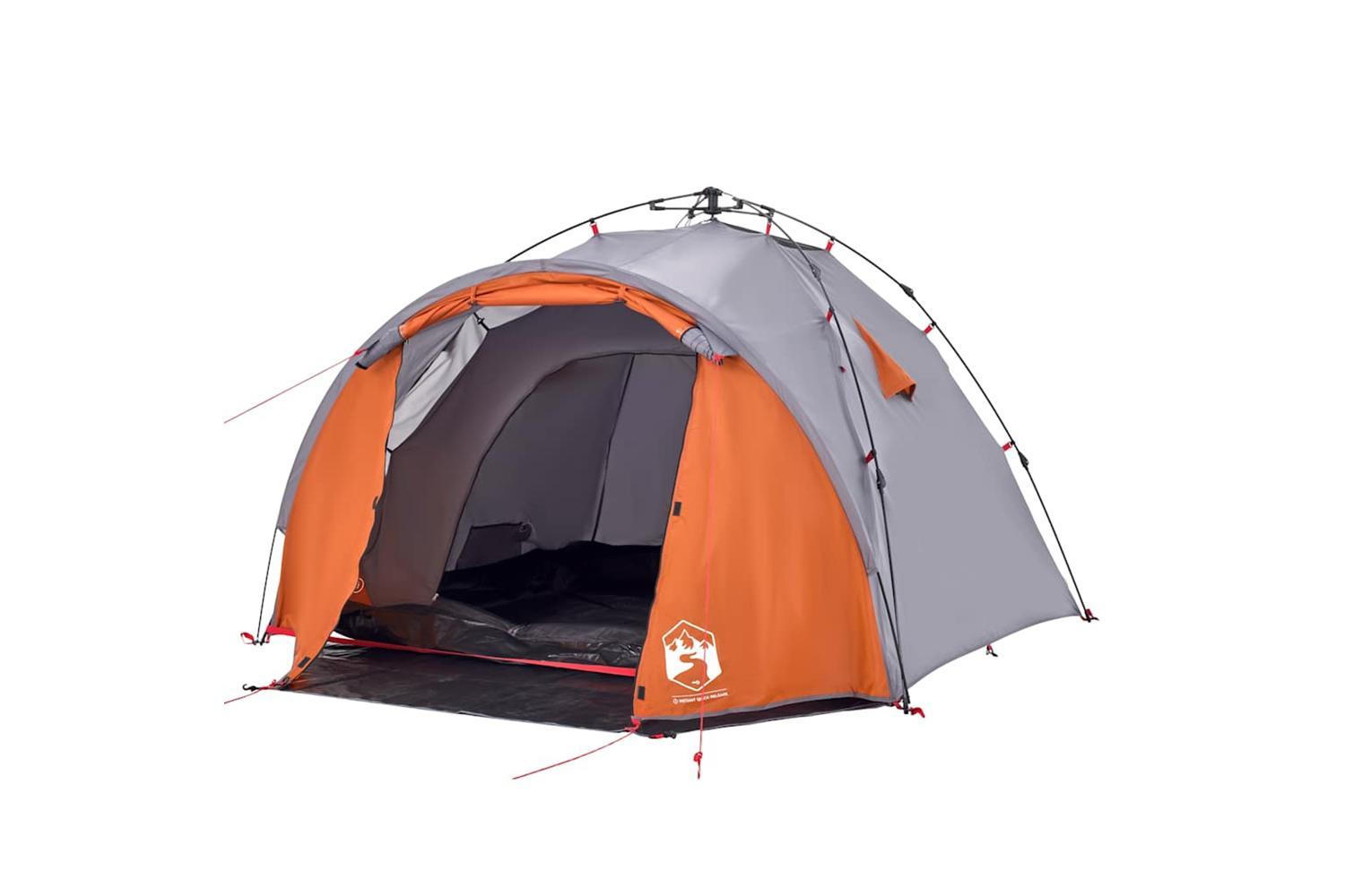 Vidaxl Camping Tent Dome 3-person Grey And Orange Quick Release-5