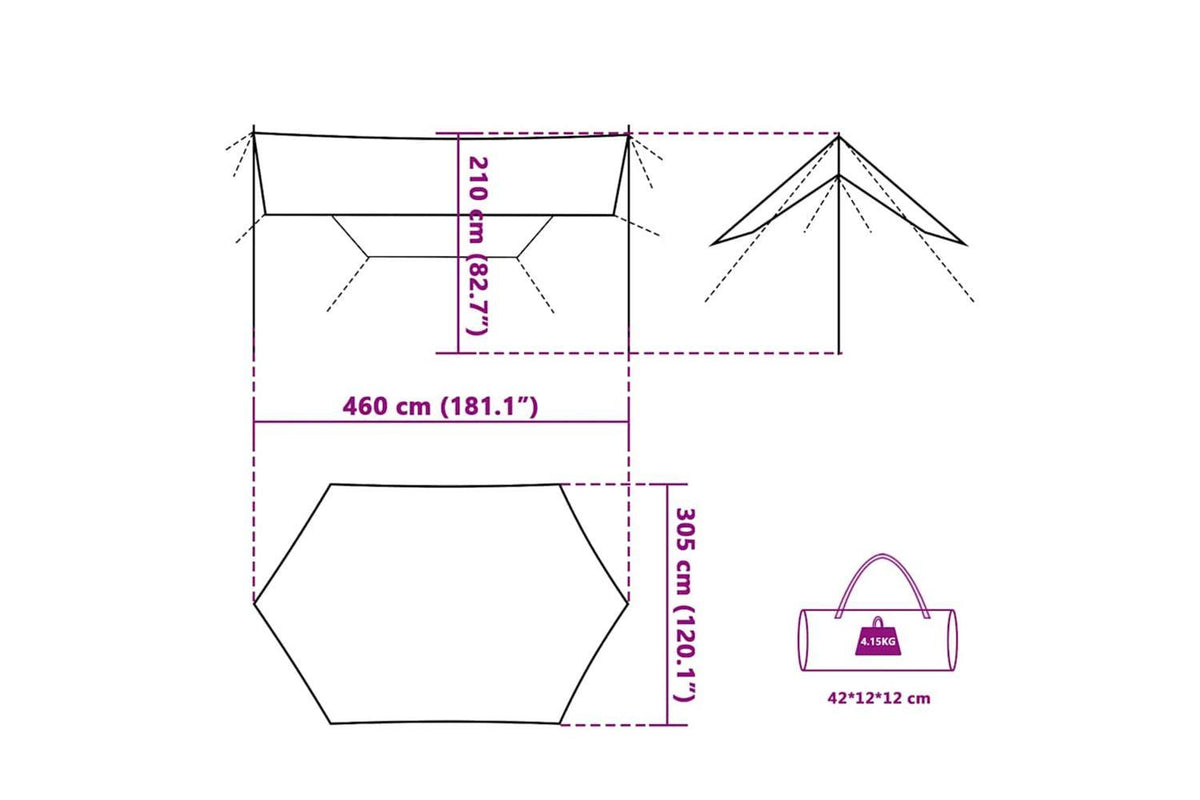 Vidaxl Camping Tarp Green 460x305x210 Cm Waterproof-9