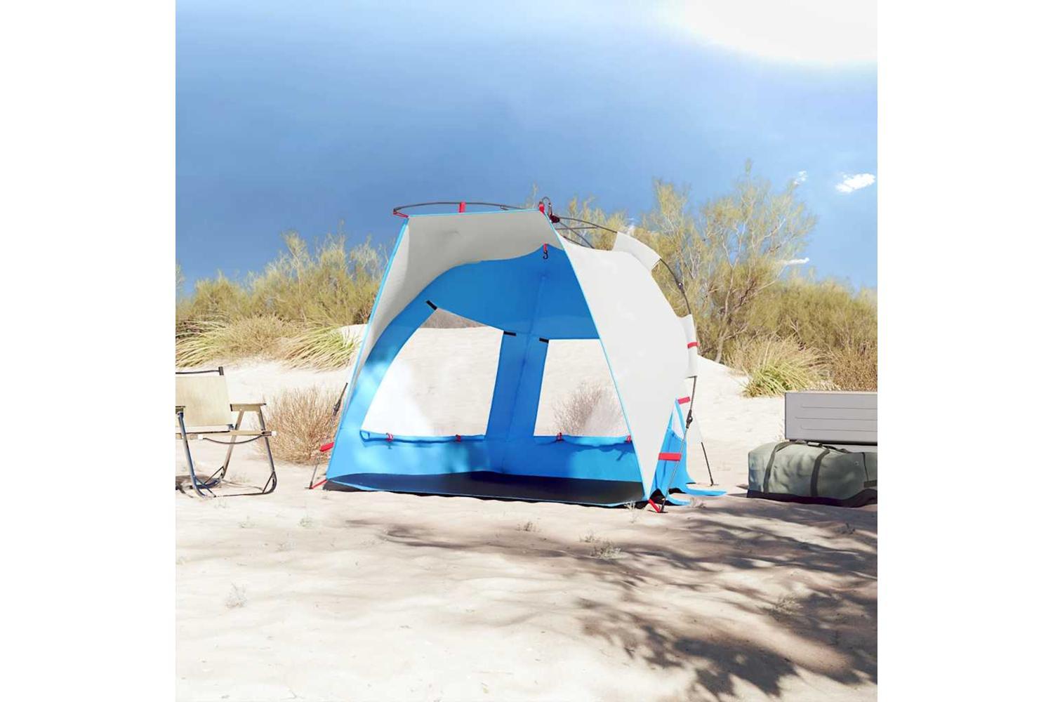 Vidaxl Beach Tent 2-person Azure Blue Quick Release Waterproof-3